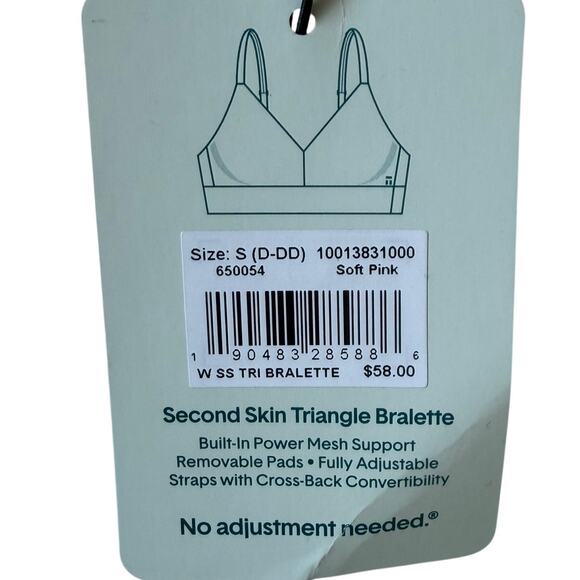 New Pale Pink Triangle Bralette Small D-DD Removable Pads Wireless Classic Basic - Picture 6 of 10